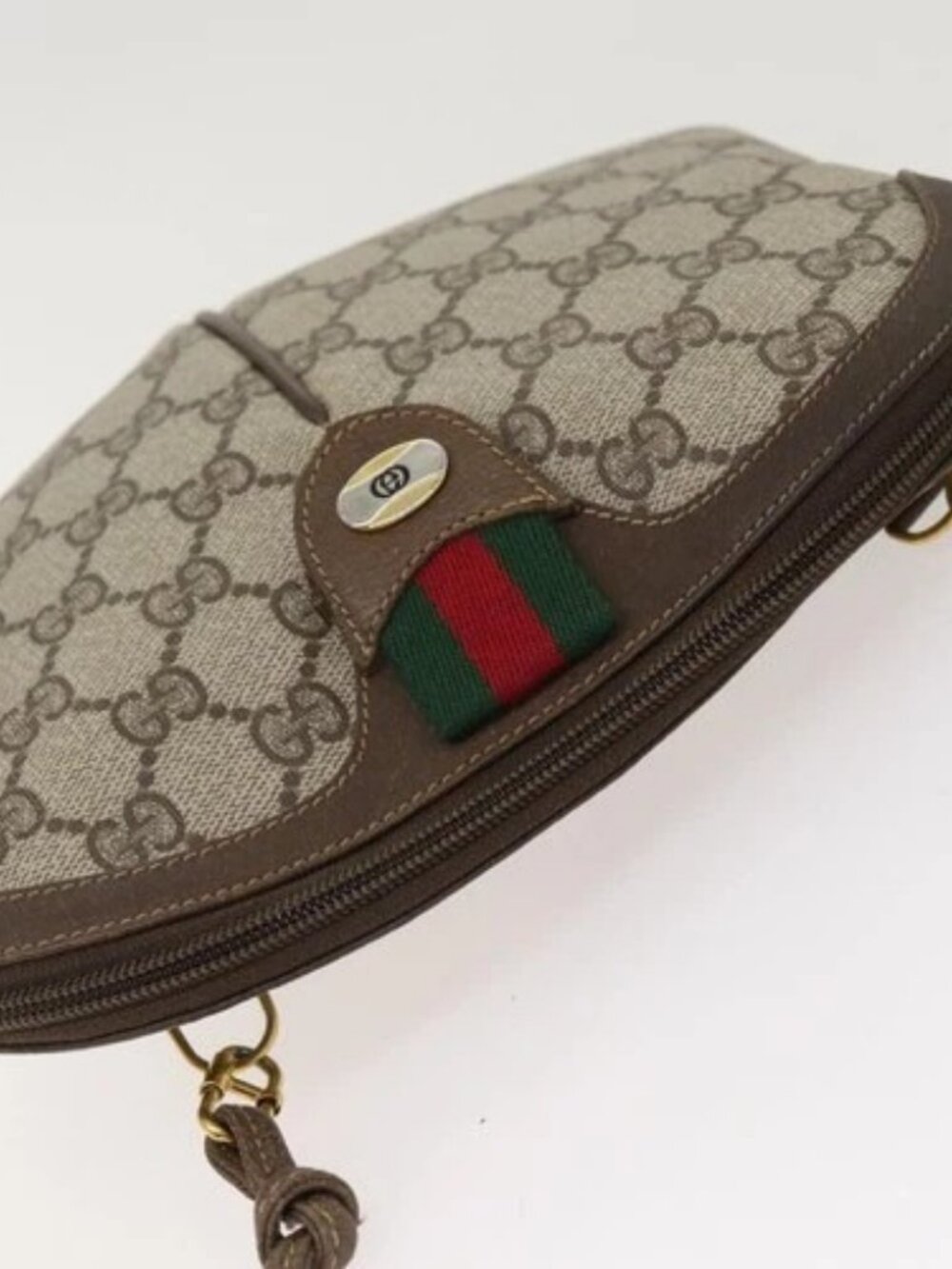 GUCCI GG Supreme Web Sherry Line Shoulder Bag PVC Beige 904 02 047 Auth 87866 - Picture 6 of 16